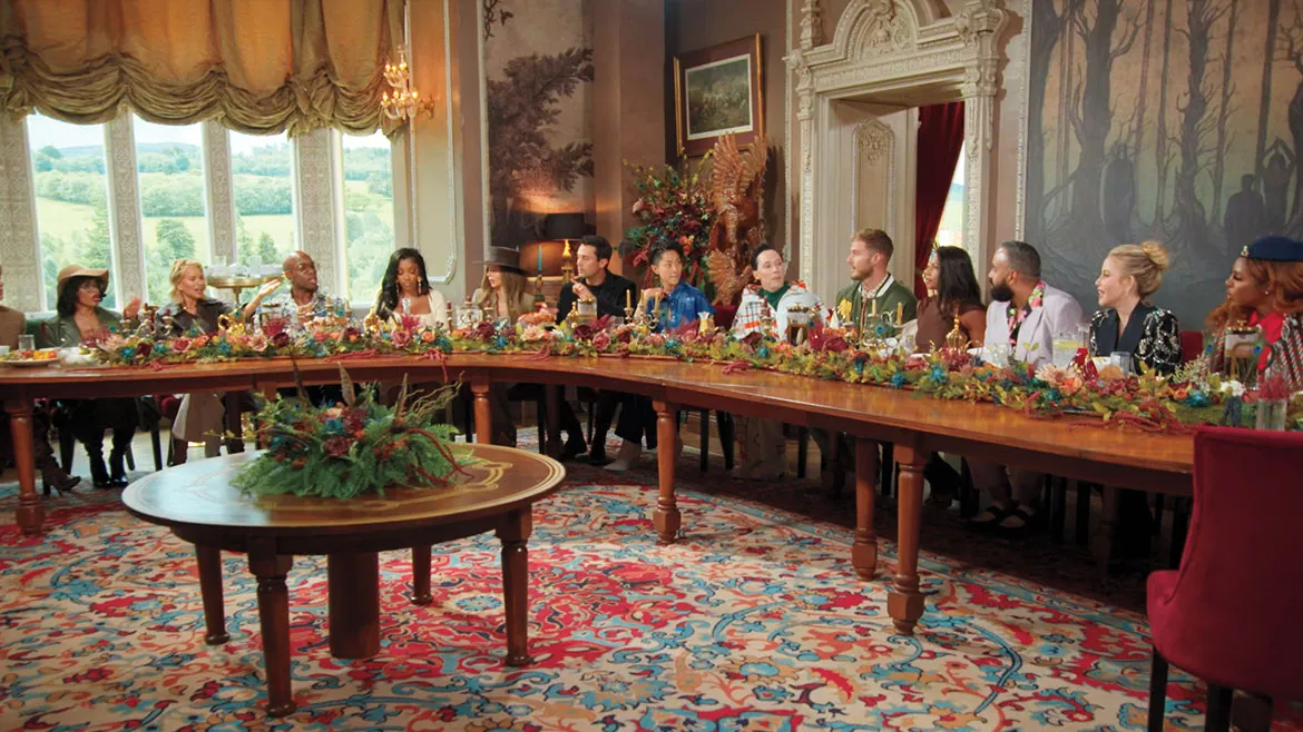 The long castle breakfast table, laid for the morning reveal