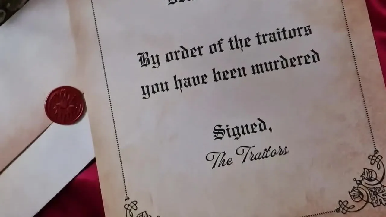 The murder letter: By order of the Traitors, you have been murdered