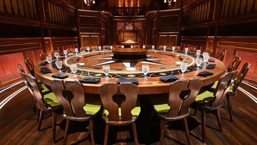 The empty Round Table, set and waiting for the vote
